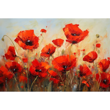 coquelicots en peinture au couteau